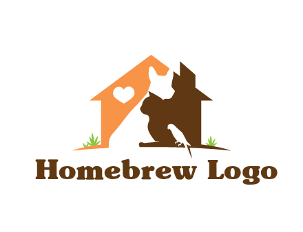 negative spacing dog with cat and bird in house