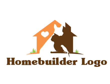 negative spacing dog with cat and bird in house