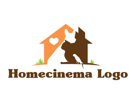 negative spacing dog with cat and bird in house