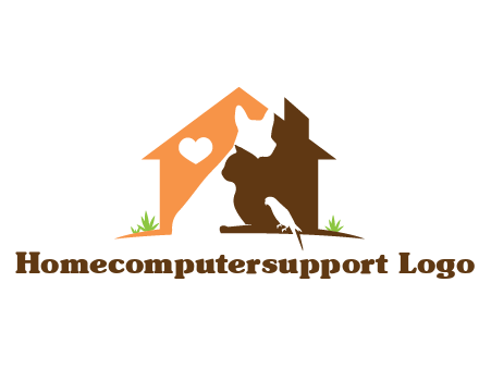 negative spacing dog with cat and bird in house