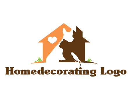 negative spacing dog with cat and bird in house