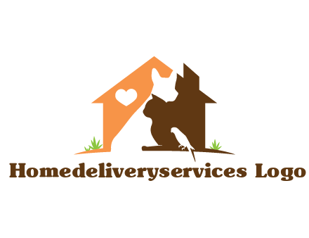 negative spacing dog with cat and bird in house