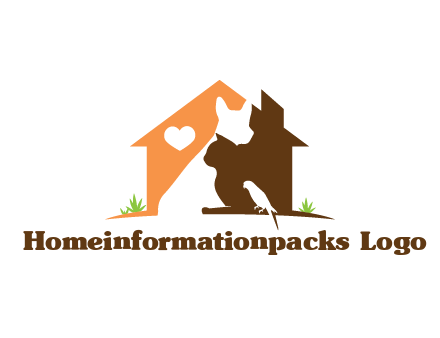 negative spacing dog with cat and bird in house