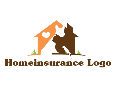 negative spacing dog with cat and bird in house