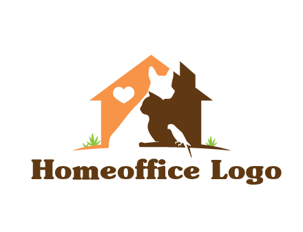 negative spacing dog with cat and bird in house