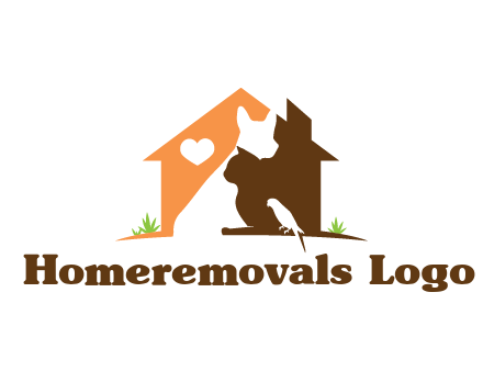 negative spacing dog with cat and bird in house