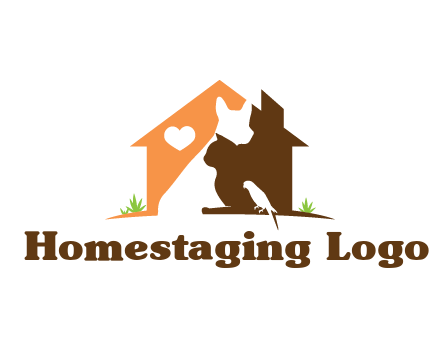 negative spacing dog with cat and bird in house