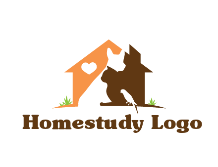 negative spacing dog with cat and bird in house