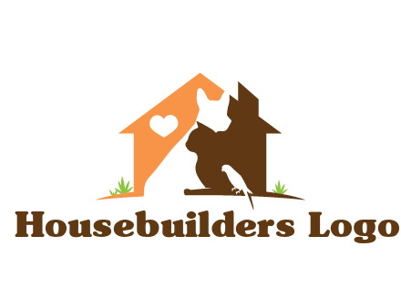 negative spacing dog with cat and bird in house