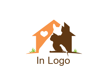 negative spacing dog with cat and bird in house