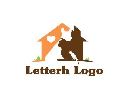 negative spacing dog with cat and bird in house