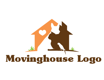 negative spacing dog with cat and bird in house