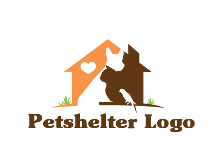 negative spacing dog with cat and bird in house