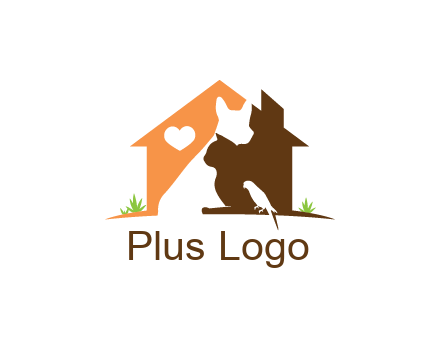 negative spacing dog with cat and bird in house