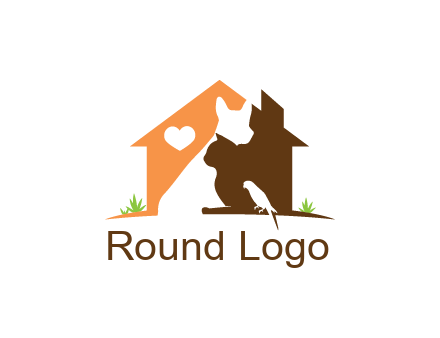 negative spacing dog with cat and bird in house
