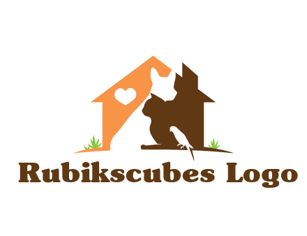 negative spacing dog with cat and bird in house