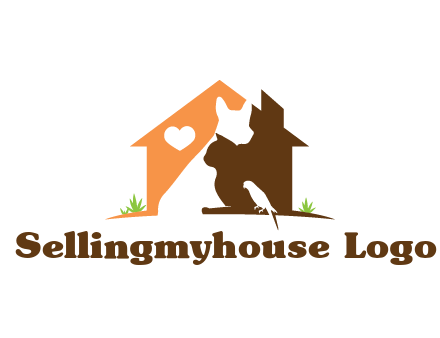 negative spacing dog with cat and bird in house