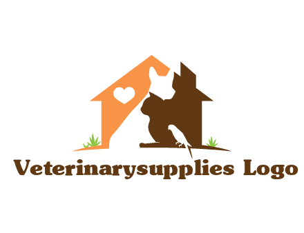 negative spacing dog with cat and bird in house