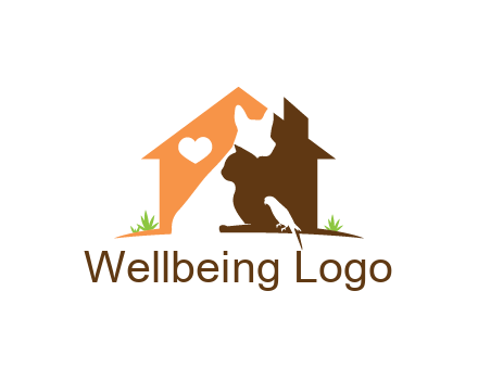 negative spacing dog with cat and bird in house