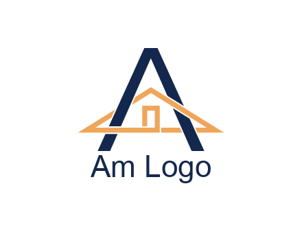 line art house intertwining with letter A