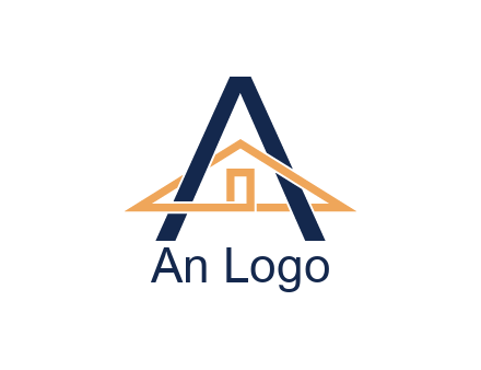 line art house intertwining with letter A