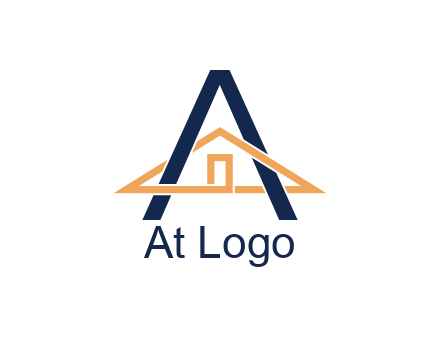 line art house intertwining with letter A