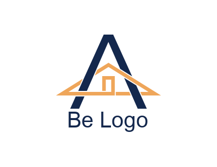 line art house intertwining with letter A