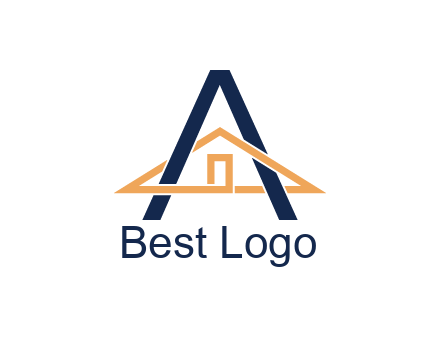 line art house intertwining with letter A