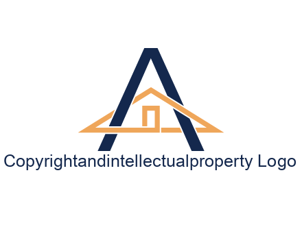 line art house intertwining with letter A