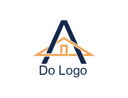 line art house intertwining with letter A