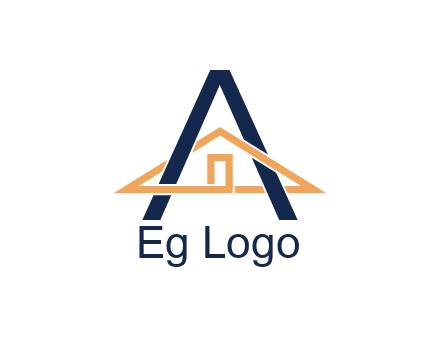 line art house intertwining with letter A