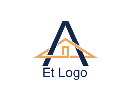line art house intertwining with letter A