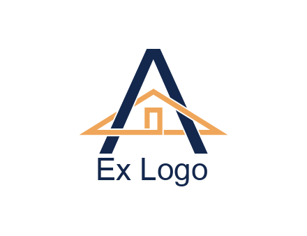 line art house intertwining with letter A