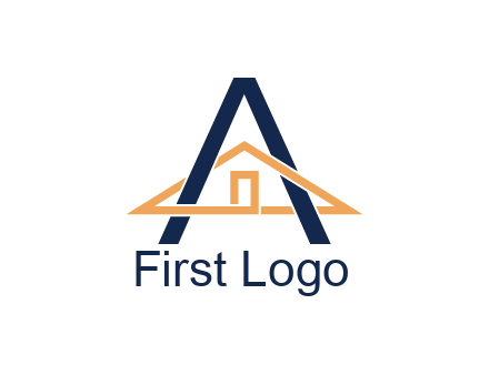line art house intertwining with letter A