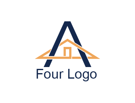 line art house intertwining with letter A