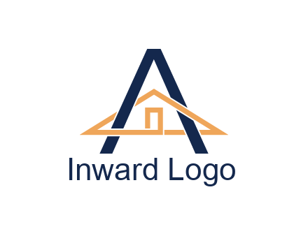 line art house intertwining with letter A