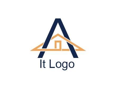 line art house intertwining with letter A