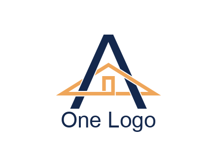 line art house intertwining with letter A
