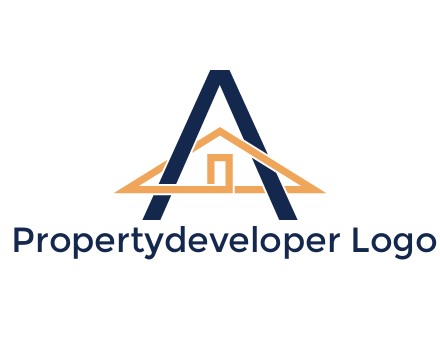 line art house intertwining with letter A