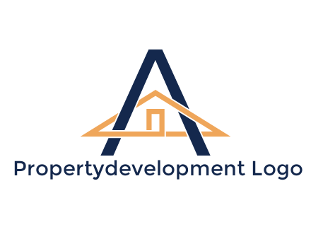 line art house intertwining with letter A