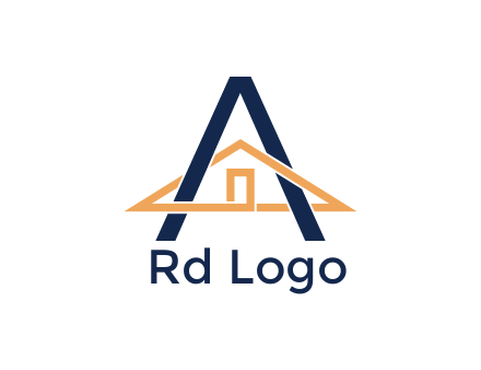 line art house intertwining with letter A