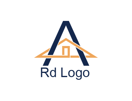 line art house intertwining with letter A