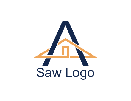 line art house intertwining with letter A