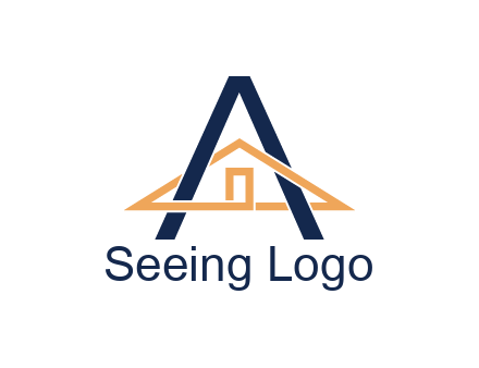 line art house intertwining with letter A