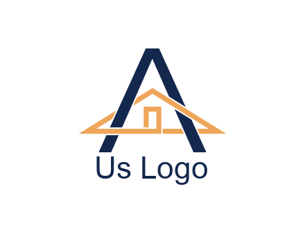 line art house intertwining with letter A