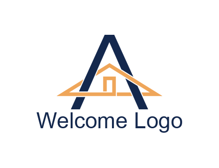 line art house intertwining with letter A