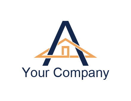 line art house intertwining with letter A
