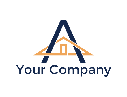 line art house intertwining with letter A
