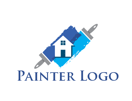 negative spacing house in paint brush stroke