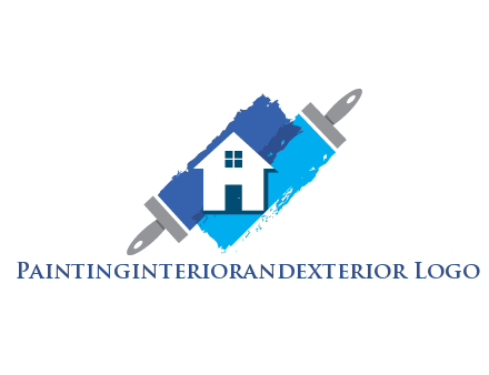 negative spacing house in paint brush stroke
